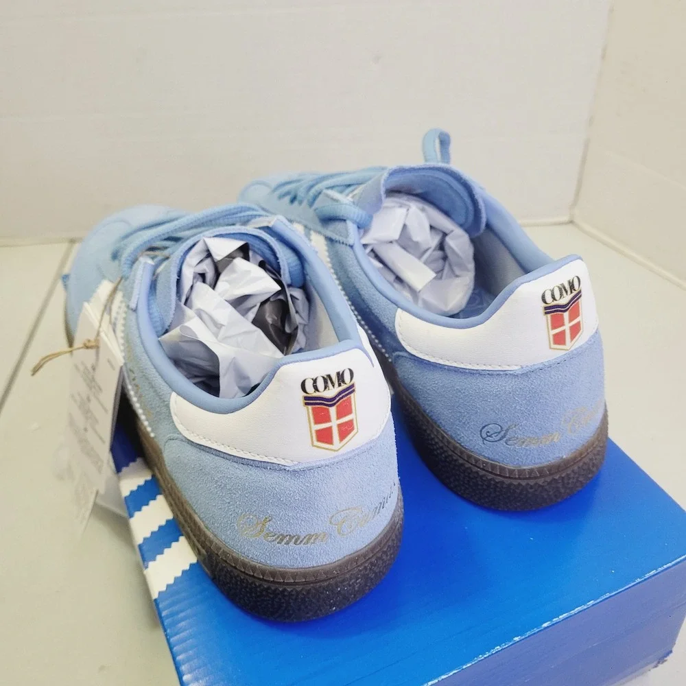 adidas Unisex Handball Spezial Sneaker Size 6 Light Blue White Suede Como